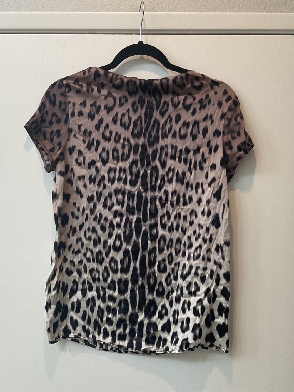 Guess by Marciano Leopard-Print Satin Short Sleeve Top - Brown & Black - Picture 3 of 3